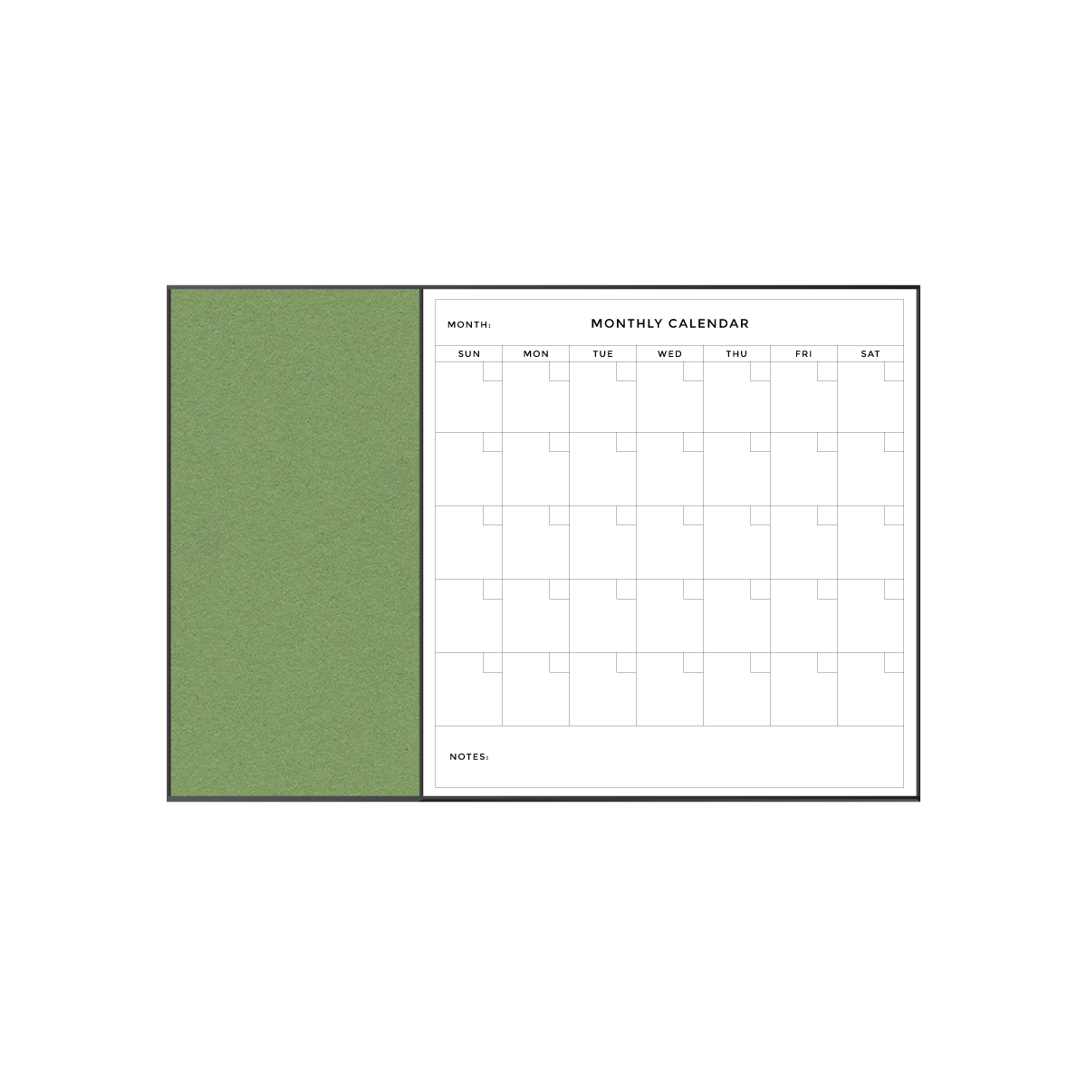 Combination Monthly Calendar | Baby Lettuce FORBO | Ebony Aluminum Minimalist Frame Landscape
