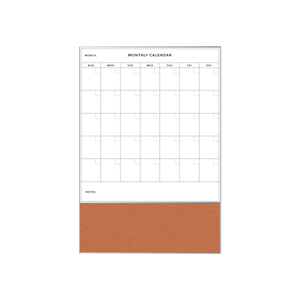 Combination Monthly Calendar | Cinnamon Bark FORBO | Satin Aluminum Minimalist Frame