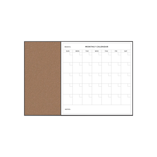 Combination Monthly Calendar | Nutmeg Spice FORBO | Ebony Aluminum Minimalist Frame Landscape