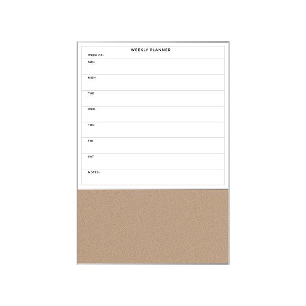 Combination Weekly Planner | Blanched Almond FORBO | Satin Aluminum Minimalist Frame Portrait
