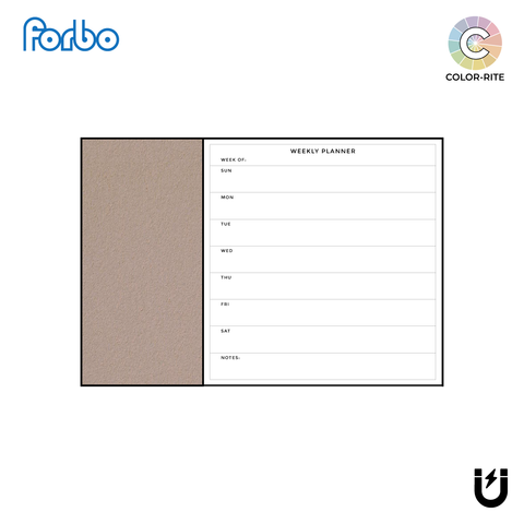 Combination Weekly Planner | Brown Rice FORBO | Ebony Aluminum Minimalist Frame Landscape