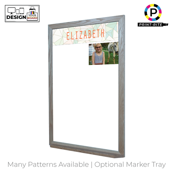 Graphic Bar Barnwood Frame | Custom Printed Portrait Non-Magnetic Whiteboard