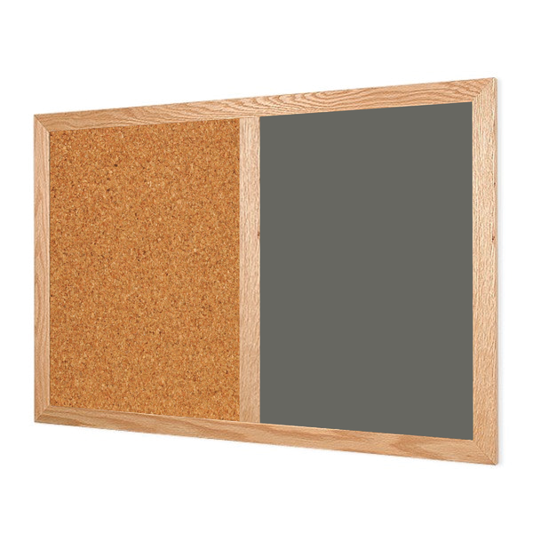 Wood Frame | Slate Gray Ceramic Steel Landscape Chalkboard & Natural Cork