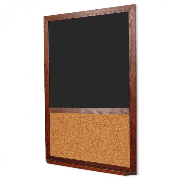 Wood Frame | Black Ceramic Steel Portrait Chalkboard & Natural Cork 2/3