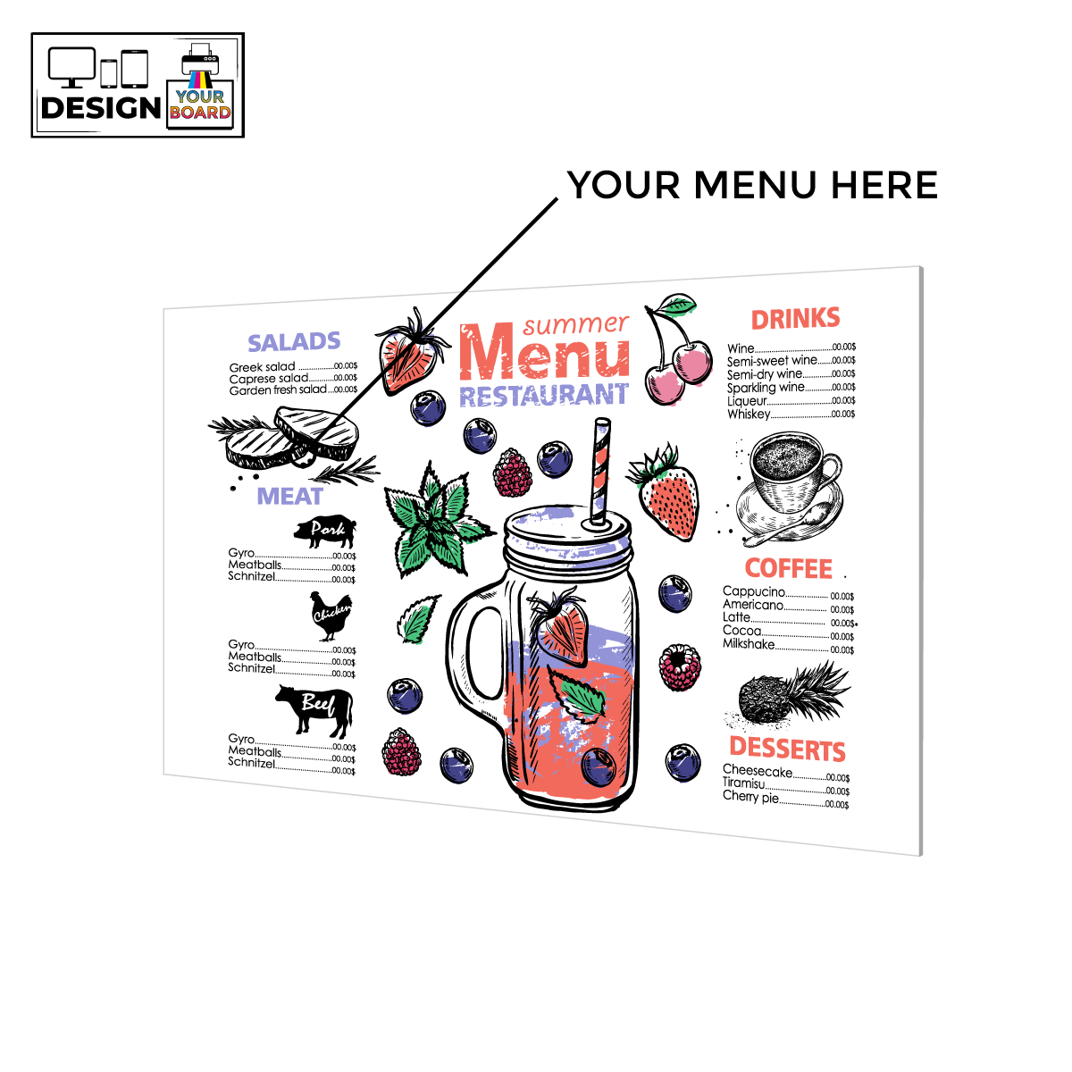 Menu Gator Board Custom Landscape Sign New York Blackboard