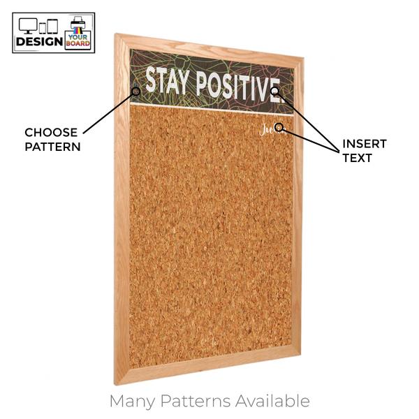 Graphic Bar Wood Frame | Custom Printed Portrait Natural Cork Board