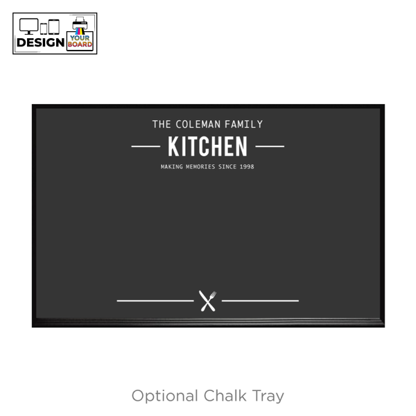 Kitchen Logo Ebony Aluminum Frame | Custom Printed Landscape Lam-Rite Chalkboard