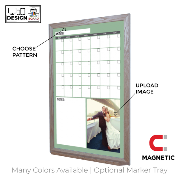 One Month Calendar Barnwood Frame | Custom Printed Portrait Magnetic Whiteboard