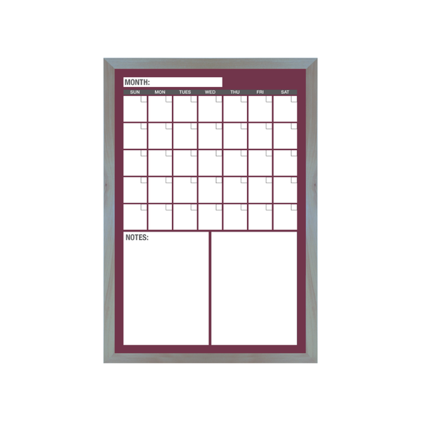 One Month Calendar Barnwood Frame | Custom Printed Portrait Magnetic Whiteboard