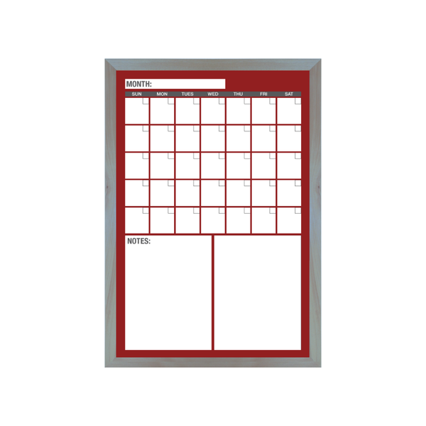 One Month Calendar Barnwood Frame | Custom Printed Portrait Magnetic Whiteboard