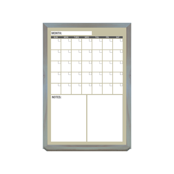 One Month Calendar Barnwood Frame | Custom Printed Portrait Magnetic Whiteboard