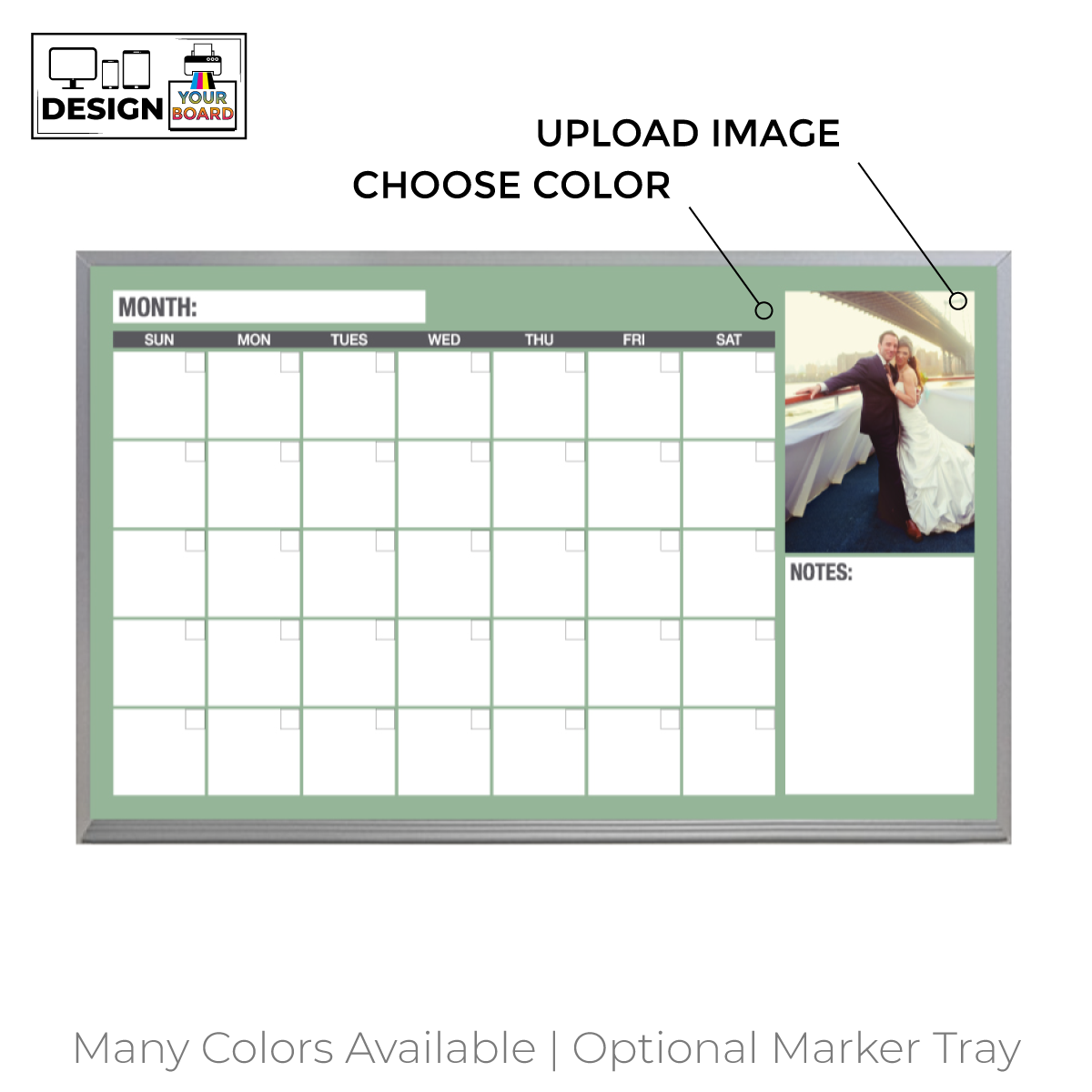 Large Magnetic Dry Erase Calendar Mint