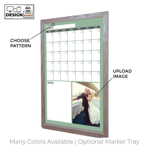 One Month Calendar Barnwood Frame | Custom Printed Portrait Non-Magnetic Whiteboard