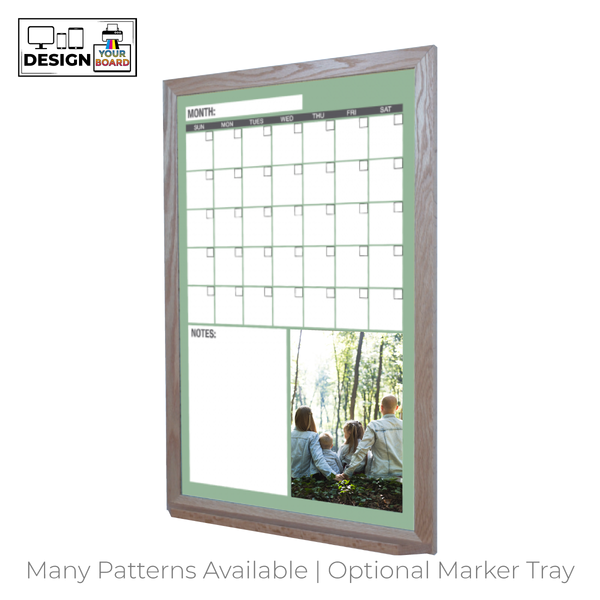 One Month Calendar Barnwood Frame | Custom Printed Portrait Non-Magnetic Whiteboard