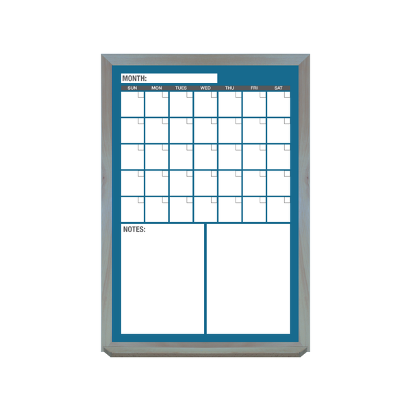 One Month Calendar Barnwood Frame | Custom Printed Portrait Non-Magnetic Whiteboard