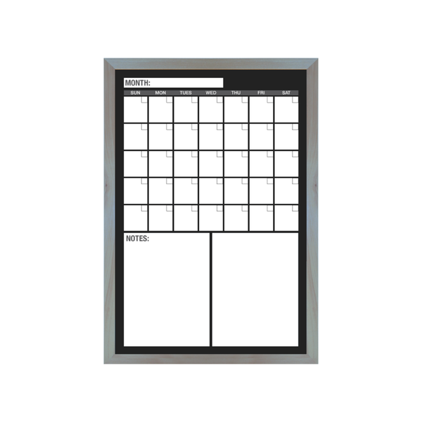 One Month Calendar Barnwood Frame | Custom Printed Portrait Non-Magnetic Whiteboard