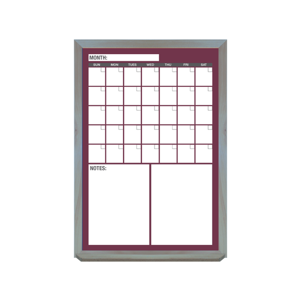 One Month Calendar Barnwood Frame | Custom Printed Portrait Non-Magnetic Whiteboard