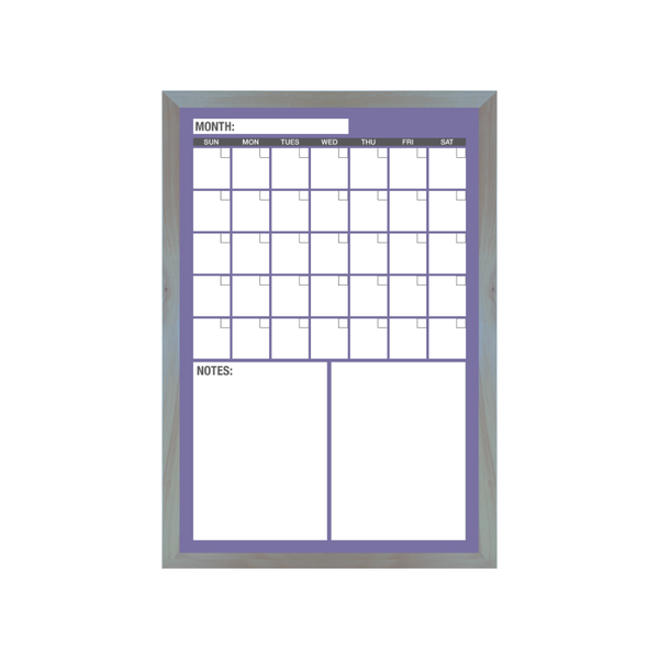 One Month Calendar Barnwood Frame | Custom Printed Portrait Non-Magnetic Whiteboard