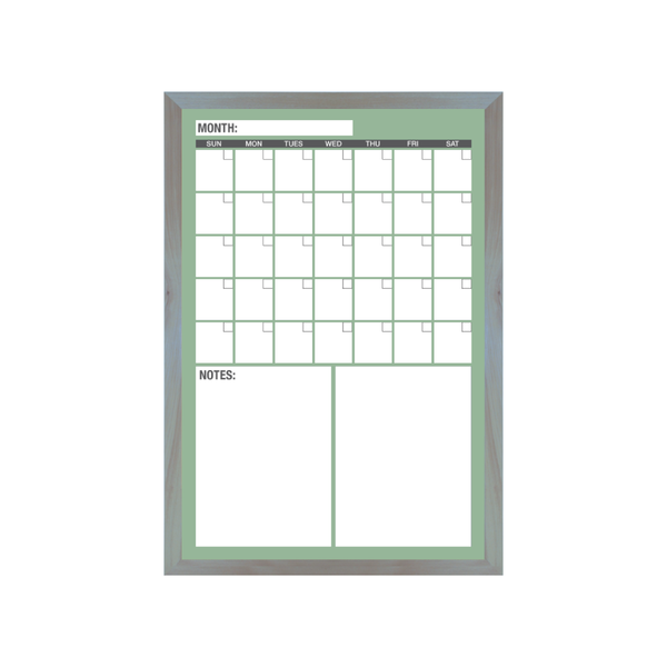 One Month Calendar Barnwood Frame | Custom Printed Portrait Non-Magnetic Whiteboard