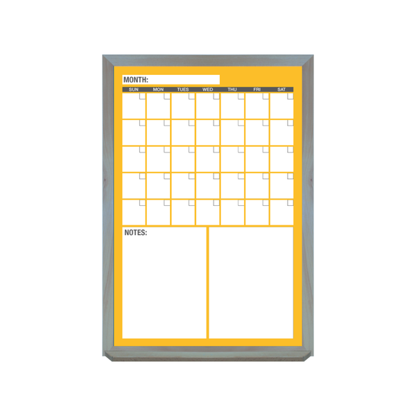 One Month Calendar Barnwood Frame | Custom Printed Portrait Non-Magnetic Whiteboard