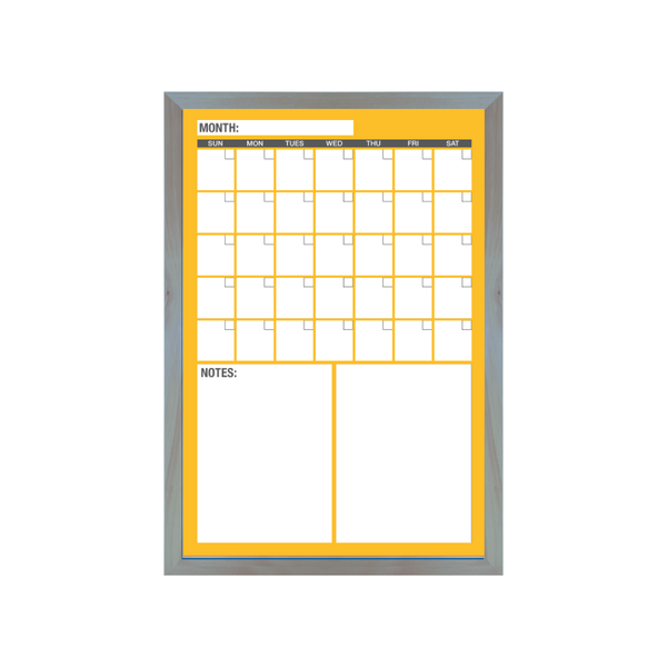 One Month Calendar Barnwood Frame | Custom Printed Portrait Non-Magnetic Whiteboard