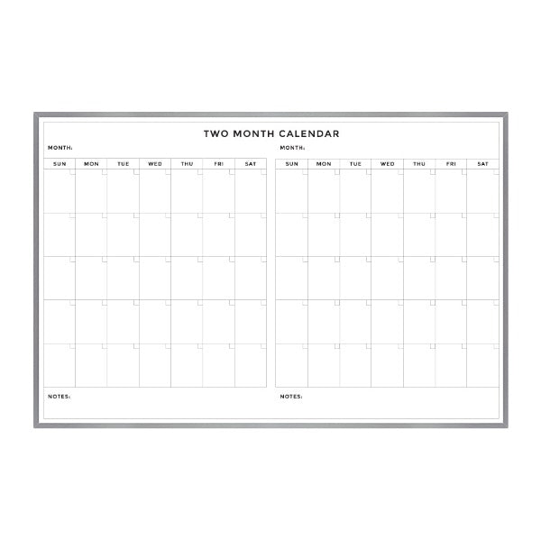 Two Month Calendar | Satin Aluminum Frame Landscape Magnetic