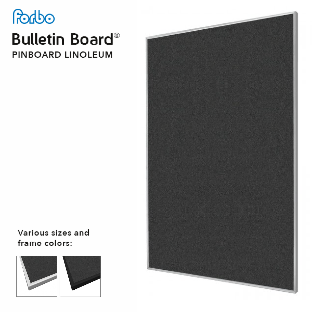 Black Olive  Portrait FORBO Bulletin Board with Minimalist Frame