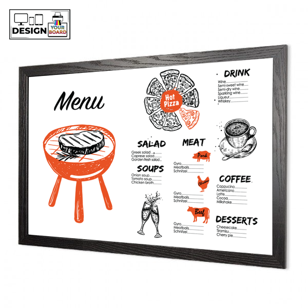 Menu | Wood Frame | Custom Printed Landscape Lam-Rite Whiteboard