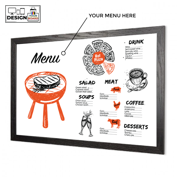 Menu | Wood Frame | Custom Printed Landscape Lam-Rite Whiteboard