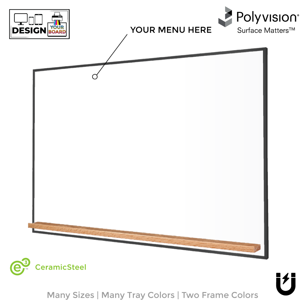 Menu The Minimalist Wood Custom Printed Landscape Whiteboard New