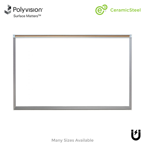 Satin Aluminum Frame | Display Rail & Standard Tray Whiteboard
