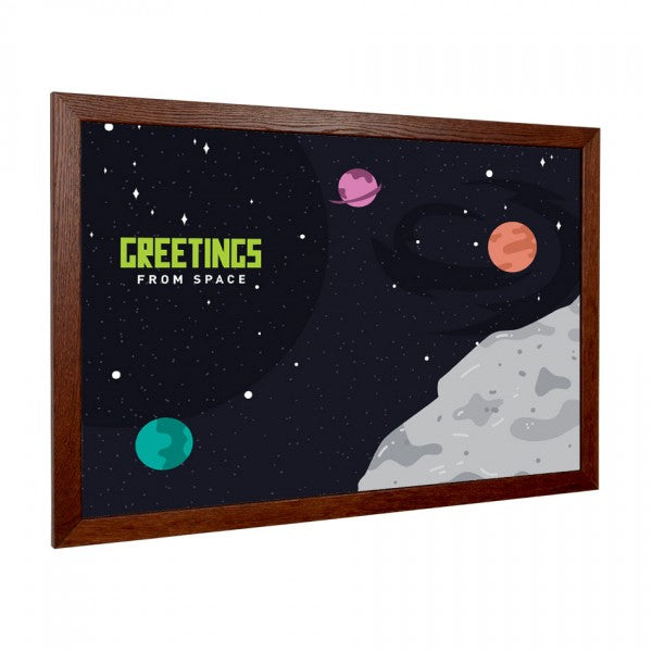 Space Adventure | Wood Frame FORBO Cork Bulletin Board