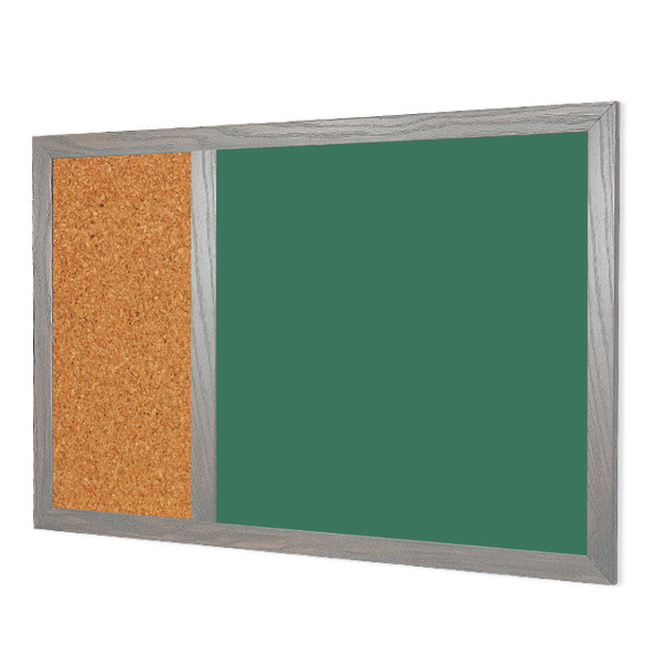 Wood Frame | Green Ceramic Steel Landscape Chalkboard & Natural Cork 2/3