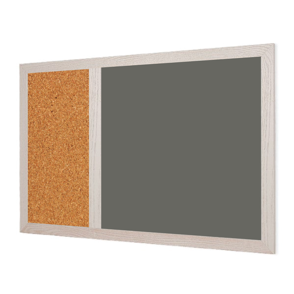 Wood Frame | Slate Gray Ceramic Steel Landscape Chalkboard & Natural Cork 2/3