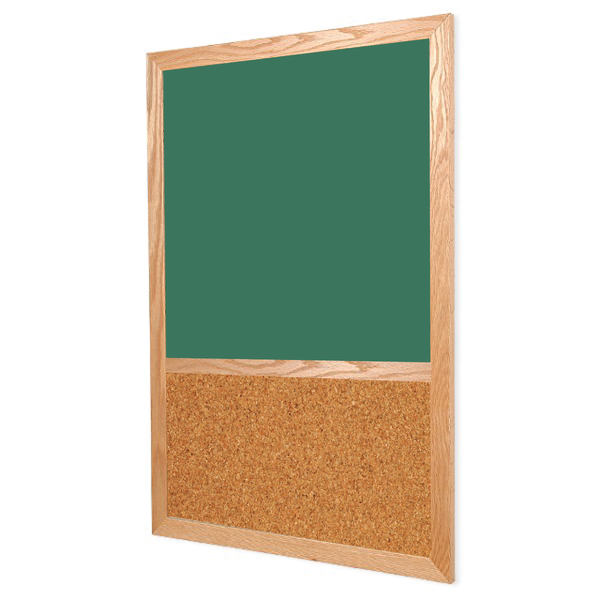 Wood Frame | Green Ceramic Steel Portrait Chalkboard & Natural Cork 2/3
