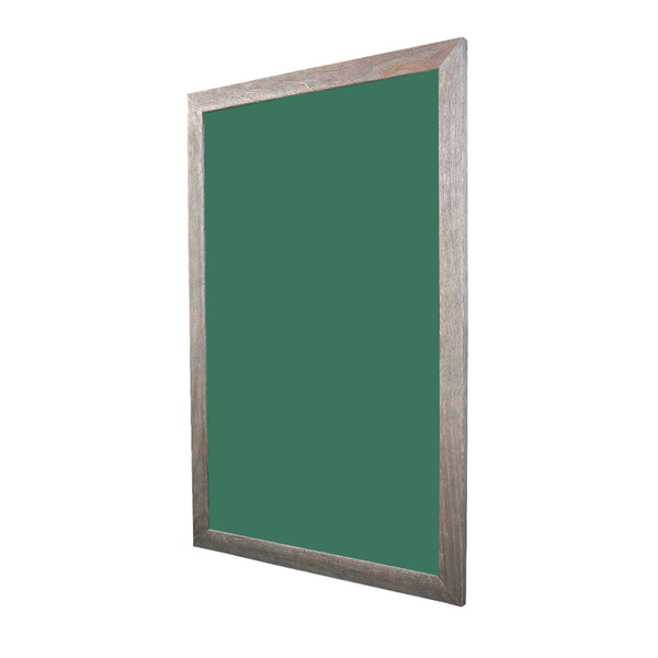 5' Wide - Barnwood Distressed Wood Framed | Ceramic Steel Portrait Green Chalkboard