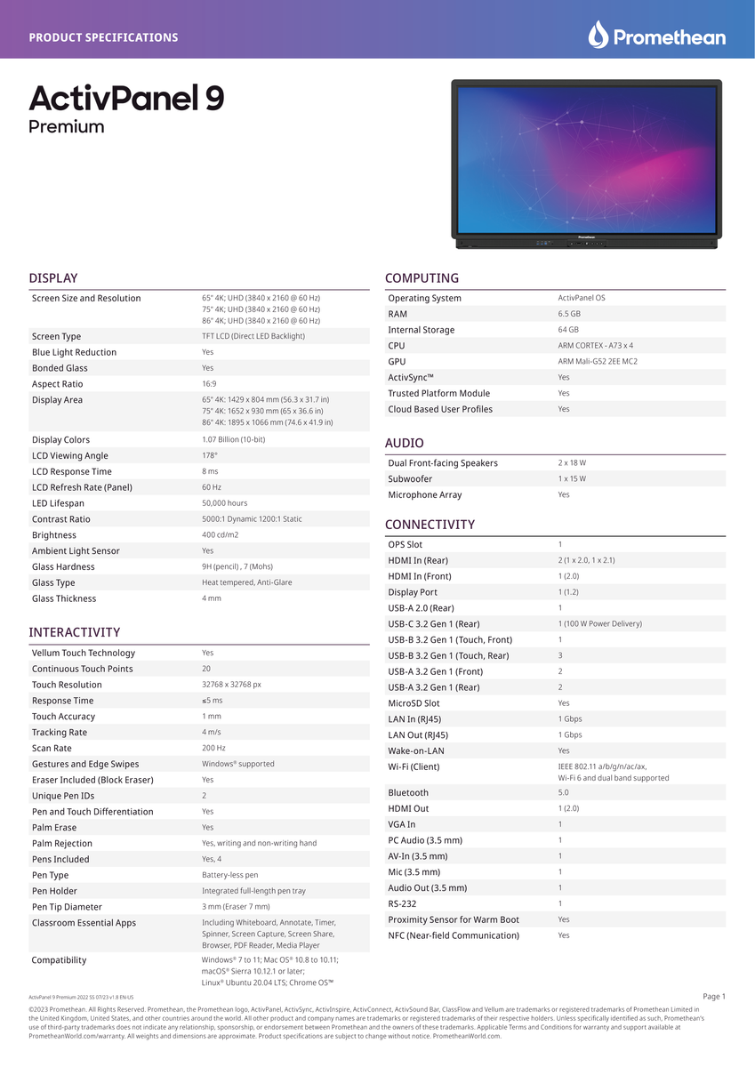 ActivPanel 9 Premium | Interactive Display – New York Blackboard