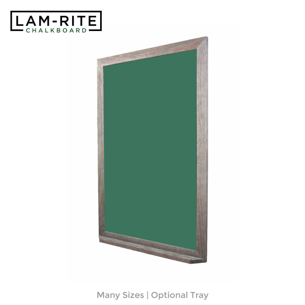 5' Wide - Barnwood Distressed Wood Framed | Lam-Rite Portrait Green Chalkboard