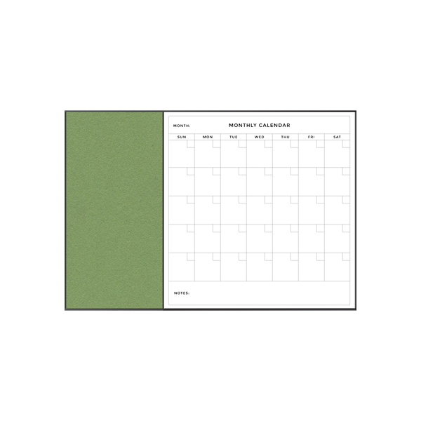 Combination Monthly Calendar | Baby Lettuce FORBO | Ebony Aluminum Minimalist Frame Landscape