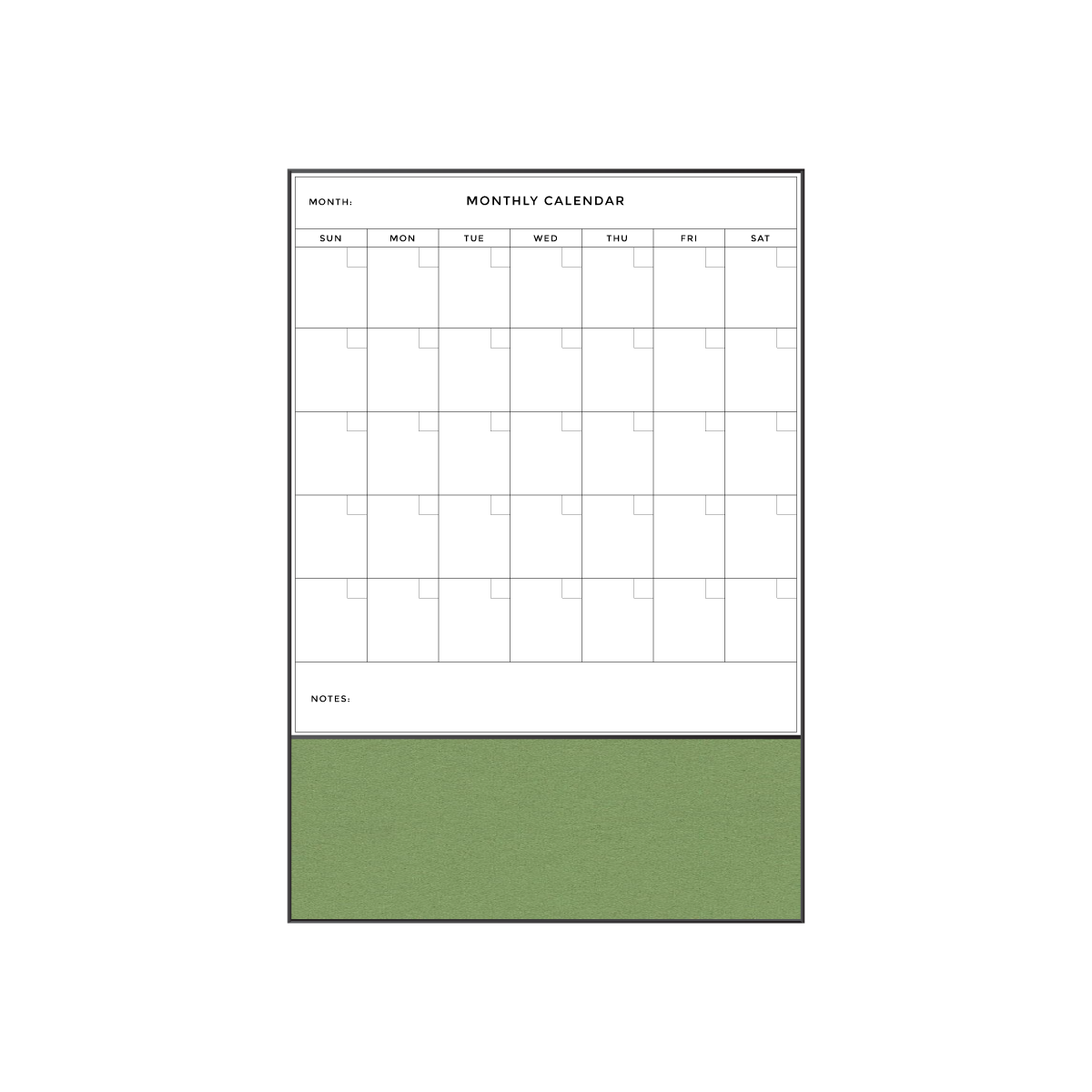 Combination Monthly Calendar | Baby Lettuce FORBO | Ebony Aluminum Minimalist Frame Portrait