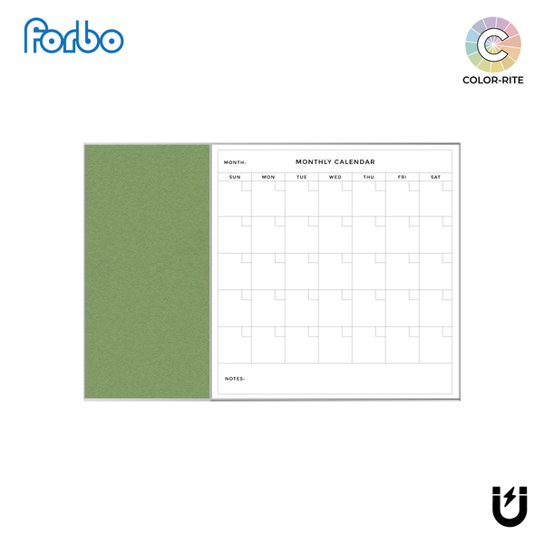 Combination Monthly Calendar | Baby Lettuce FORBO | Satin Aluminum Minimalist Frame Landscape