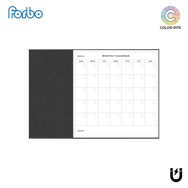 Combination Monthly Calendar | Black Olive FORBO | Ebony Aluminum Minimalist Frame Landscape
