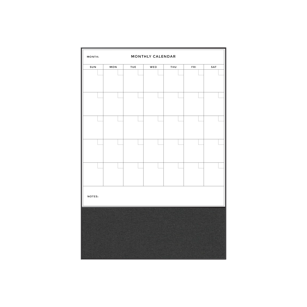 Combination Monthly Calendar | Black Olive FORBO | Ebony Aluminum Minimalist Frame Portrait