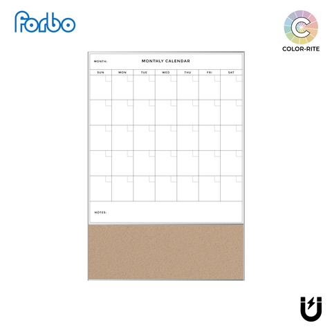 Combination Monthly Calendar | Blanched Almond FORBO | Satin Aluminum Minimalist Frame Portrait