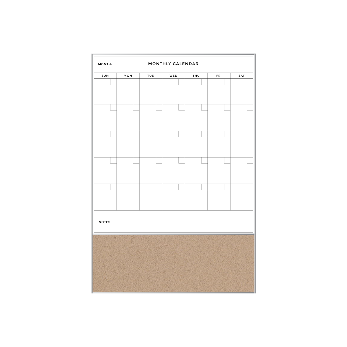 Combination Monthly Calendar | Blanched Almond FORBO | Satin Aluminum Minimalist Frame Portrait