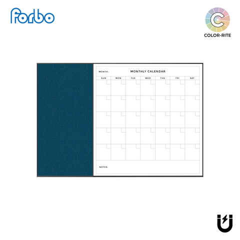 Combination Monthly Calendar | Blueberry FORBO | Ebony Aluminum Minimalist Frame Landscape