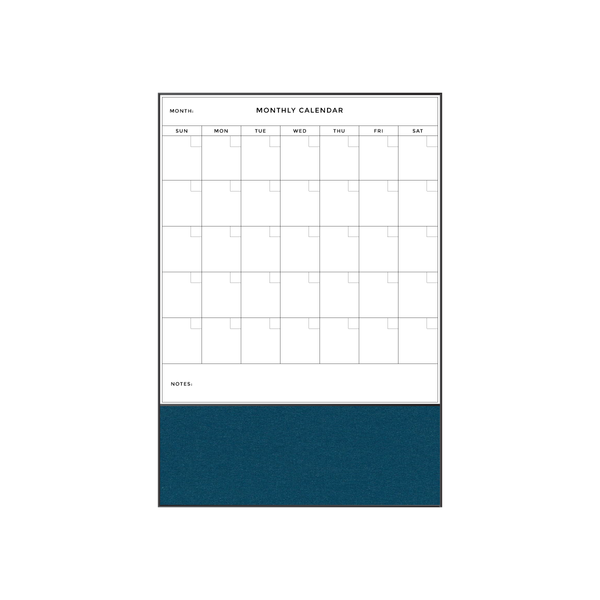 Combination Monthly Calendar | Blueberry FORBO | Ebony Aluminum Minimalist Frame Portrait