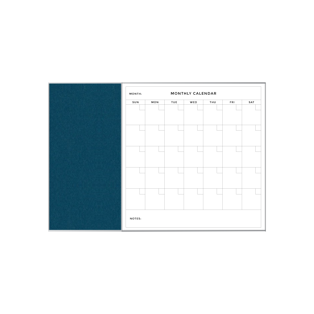 Combination Monthly Calendar | Blueberry FORBO | Satin Aluminum Minimalist Frame Landscape