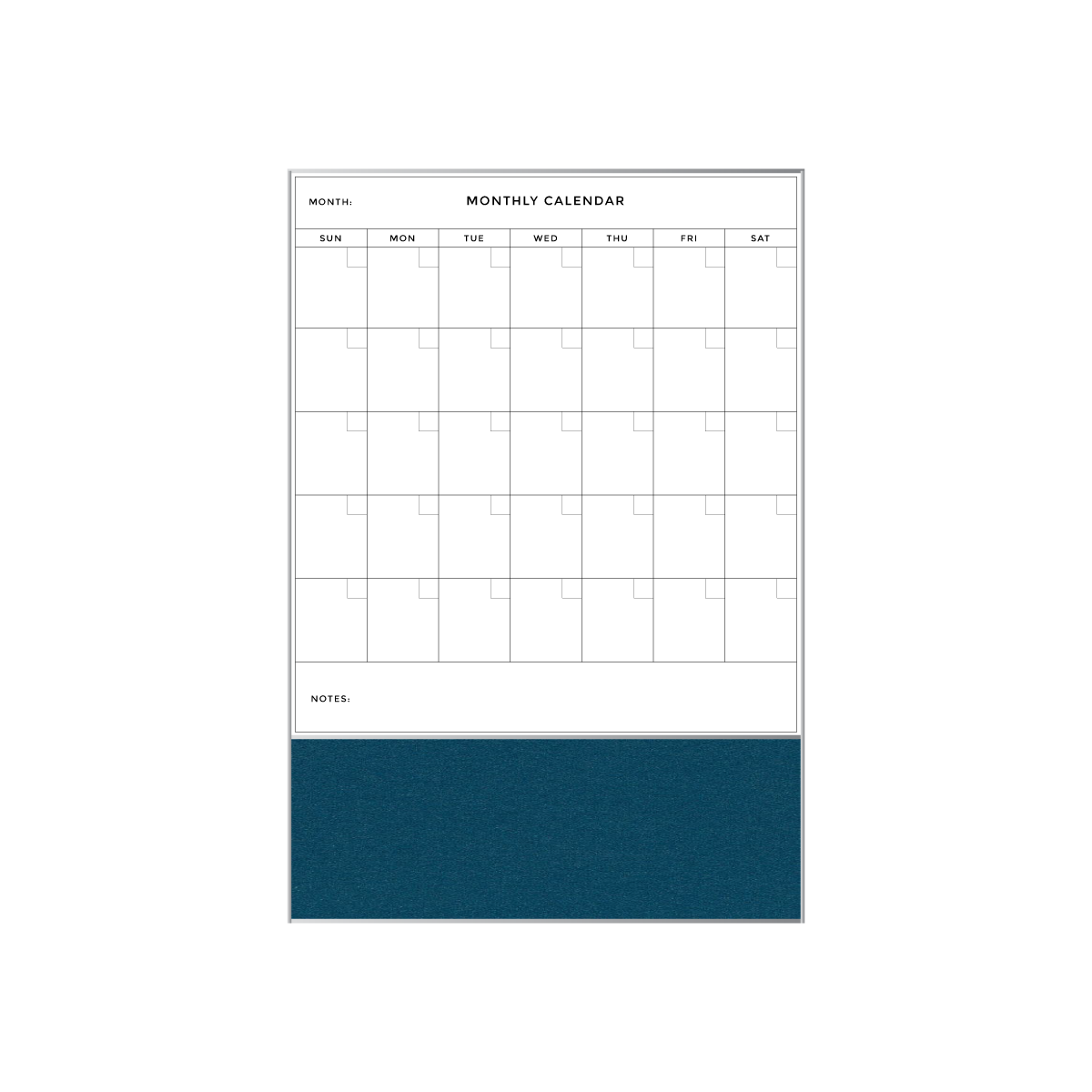 Combination Monthly Calendar | Blueberry FORBO | Satin Aluminum Minimalist Frame Portrait
