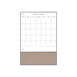 Combination Monthly Calendar | Brown Rice FORBO | Ebony Aluminum Minimalist Frame Portrait